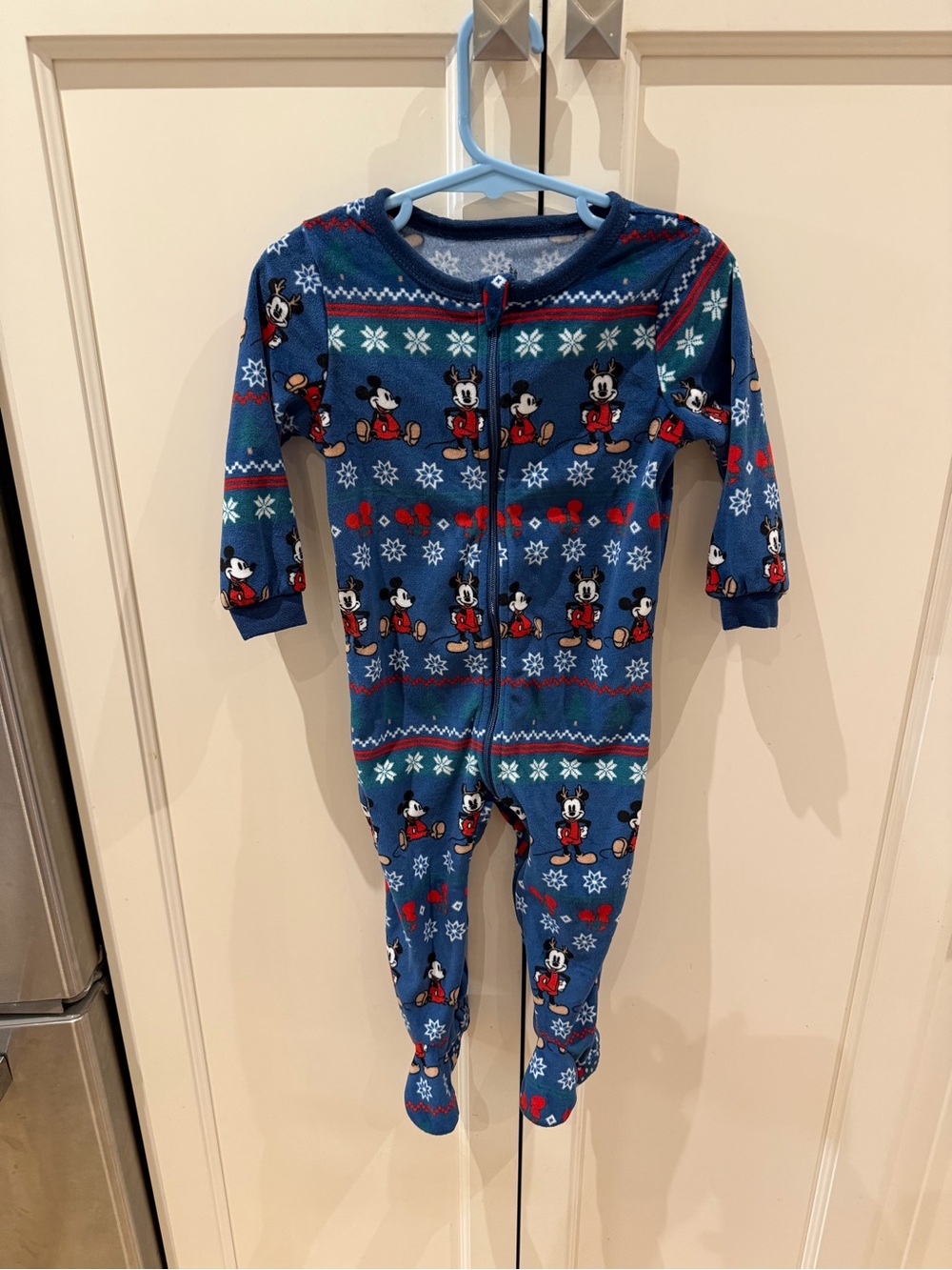 Disney Mickey Mouse Baby 18M Christmas Blue Footie sleeper